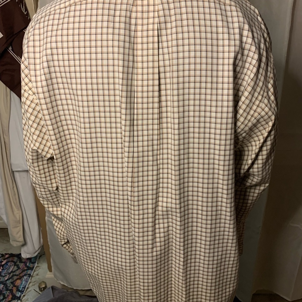 POLO RALPH LAUREN Mens Button Down Long Sleeve Oxford Shirt.Brown/ white xl - Picture 3 of 5
